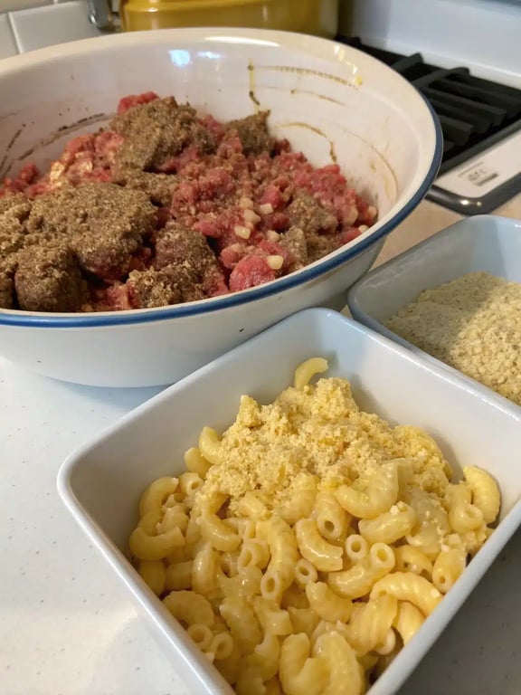 Passo 4 para o bolo de carne com macarrão com queijo — verificação da textura