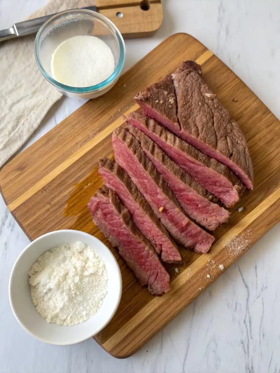 Step 2 for Mongolian beef noodles — process in progress