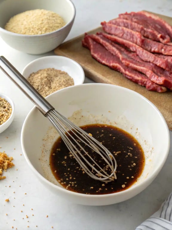 Step 4 for Mongolian beef noodles — texture check