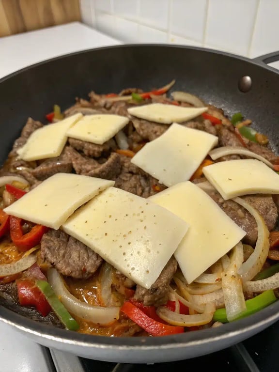 Step 4 for philly cheesesteak recipe — toasting hoagie rolls in a skillet