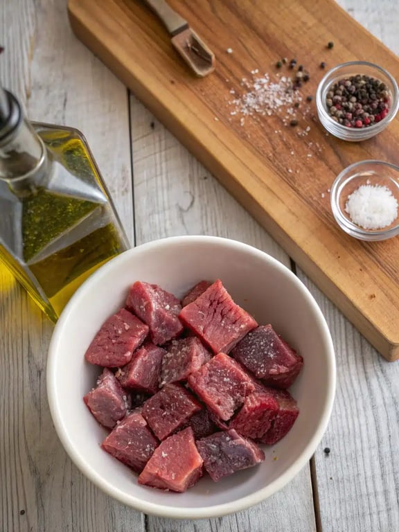 Cooking onions and garlic for steak potato soup in a Dutch oven