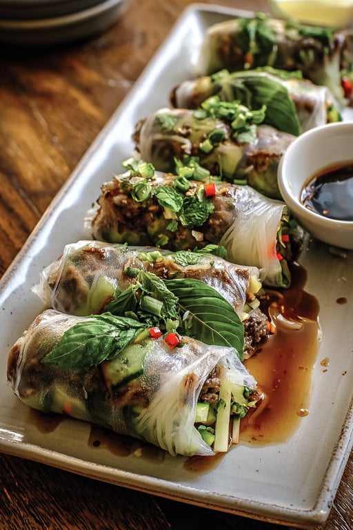 Thai Basil Beef Rolls (Fresh 30 Minute Appetizer)