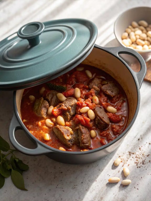 Final step for Tuscan beef casserole — plated and ready