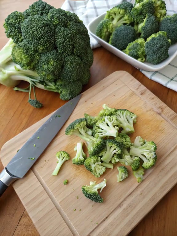 Step 2 for broccoli pasta recipe — process in progress