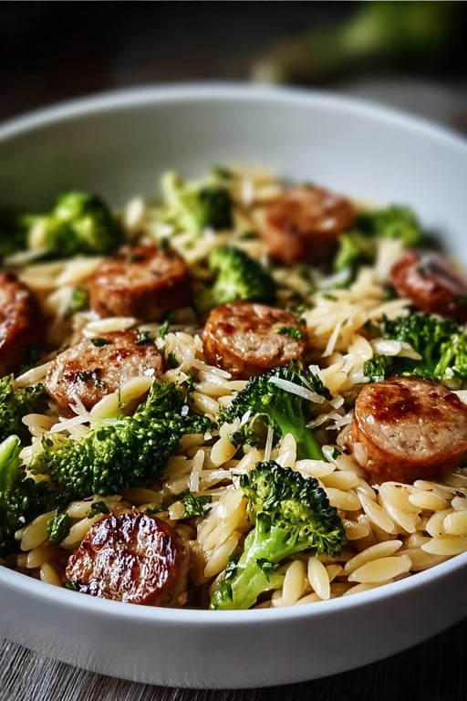 Chicken Sausage and Broccoli Orzo Recipe – Easy and Creamy