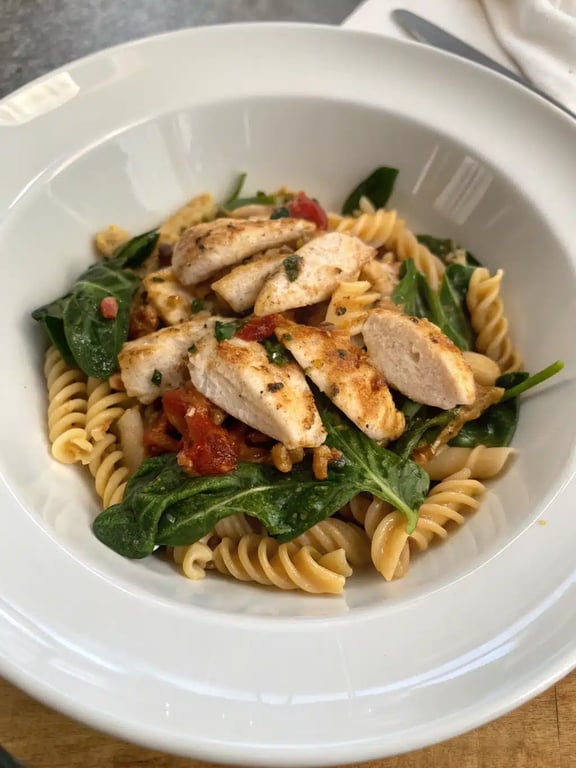 신선함이 물씬 풍기는 건강한 파스타 저녁 식사