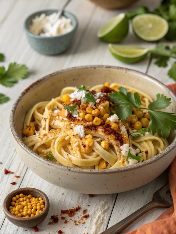 Mexican street corn pasta with quick cozy comfort
