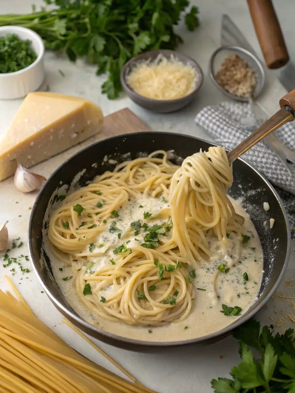 Final step for pasta recipes — plated and ready