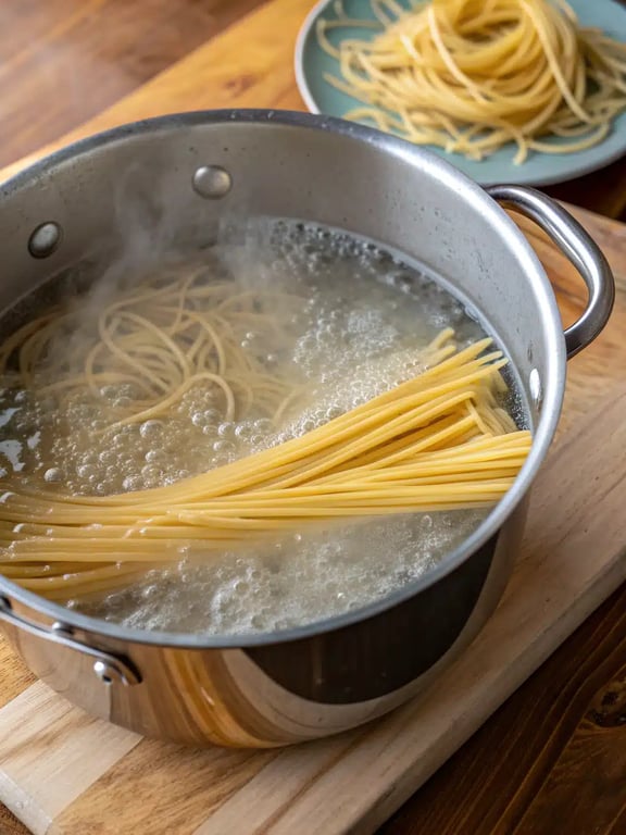 Step 2 for pasta recipes — process in progress