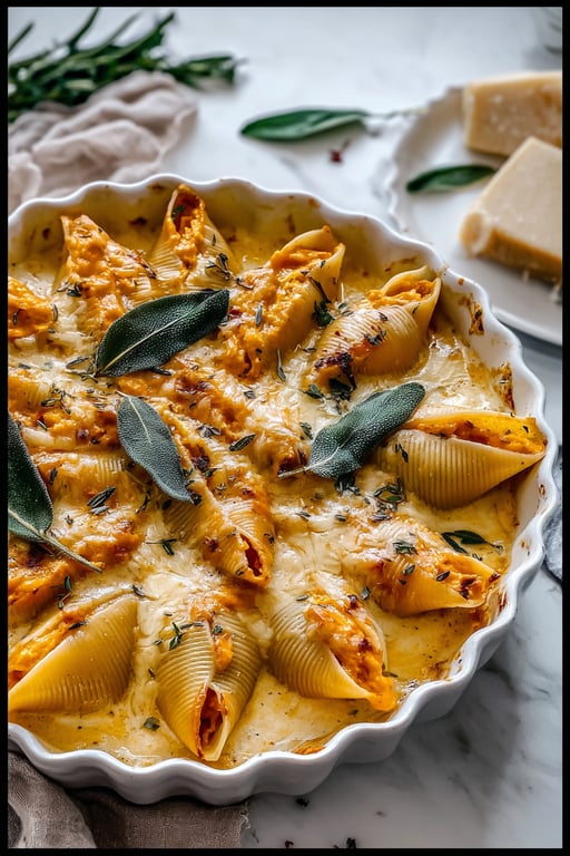 Pumpkin Gouda Stuffed Shells (Serves 4)