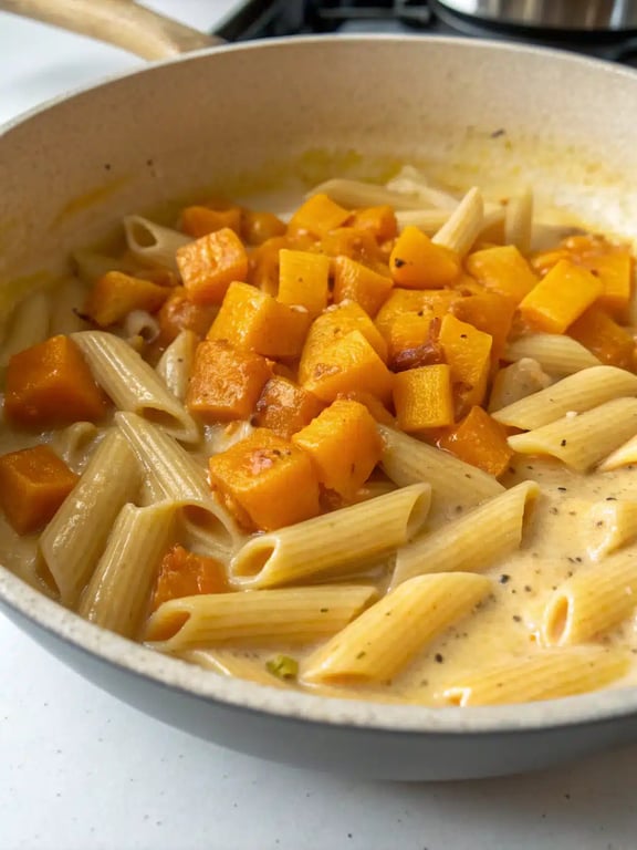 아늑한 가을의 기쁨을 위한 소시지 파스타 스쿼시