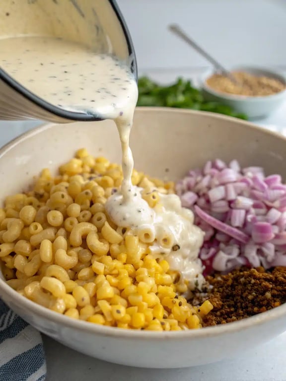 Step 4 for street corn pasta salad — texture check