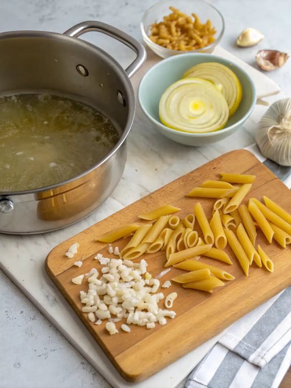 Step 2 for vegan pasta recipes — process in progress