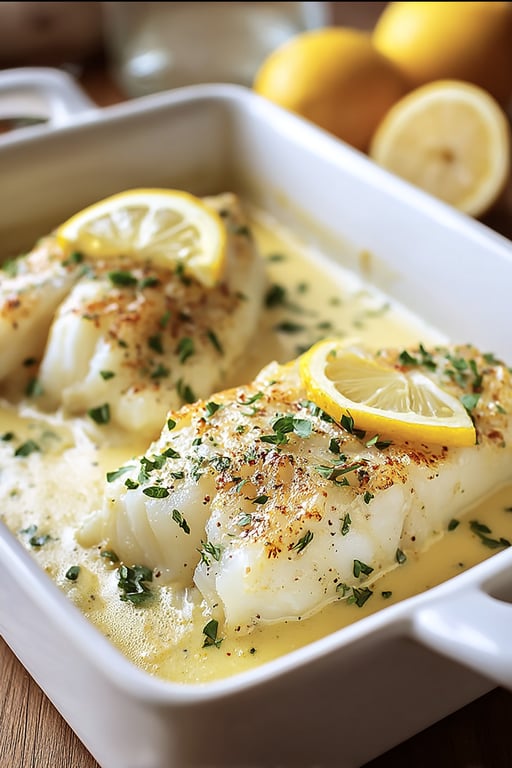 Baked Cod in Coconut Lemon Cream Sauce Recipe - Easy – Seafood Recipes