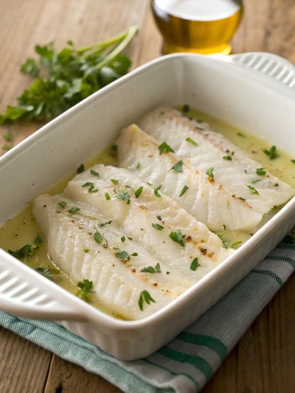 baked cod recipe plated and ready to serve baked cod recipe plated elegantly with lemon wedges and fresh herbs on a white plate