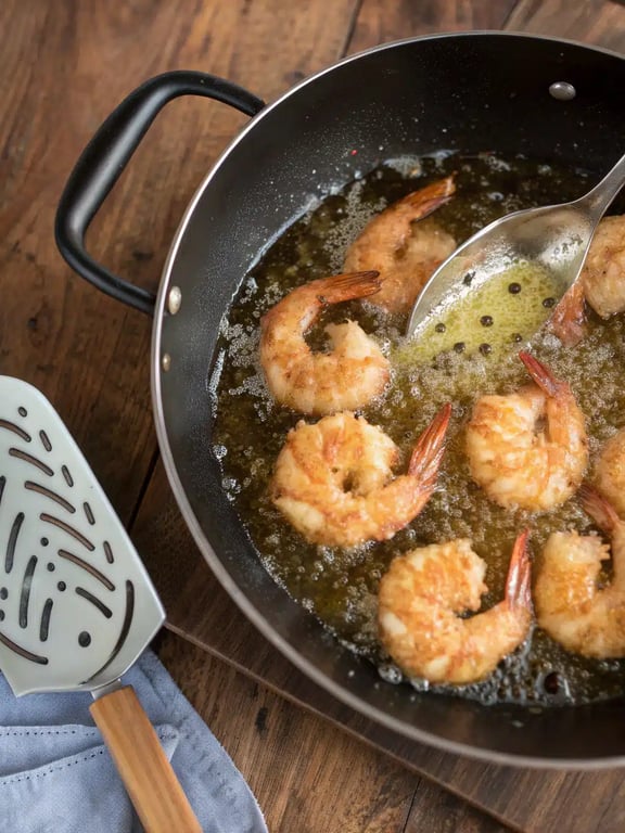 Final step for Bang Bang Shrimp recipe — plated and ready to eat