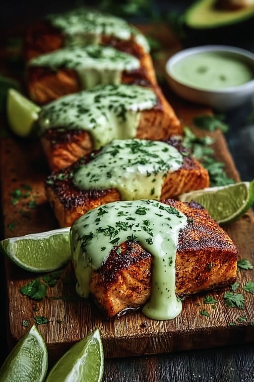 Cajun Salmon with Avocado Lime Crema (Easy 30 Min)