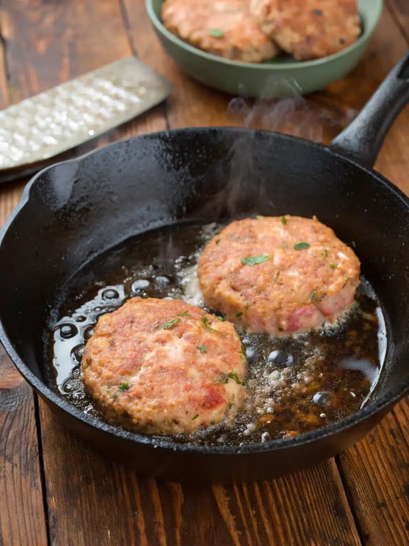 Final step for canned salmon patties — plated and ready