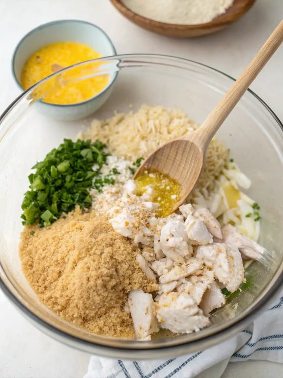 Step 2 for crab crunchies recipe — forming small crab patties