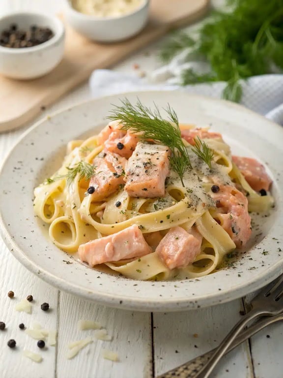 Creamy Salmon Pasta with Cozy Dill and Lemon Flavor