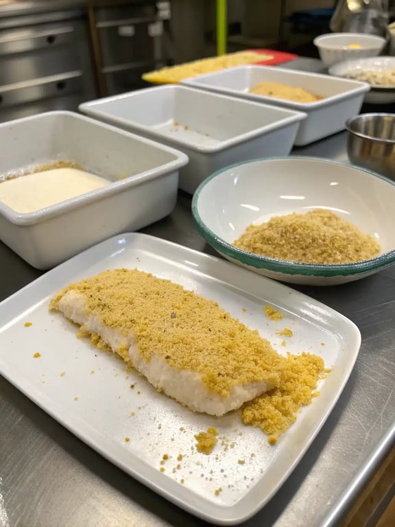 Step 4 for crispy lemon cod — texture check