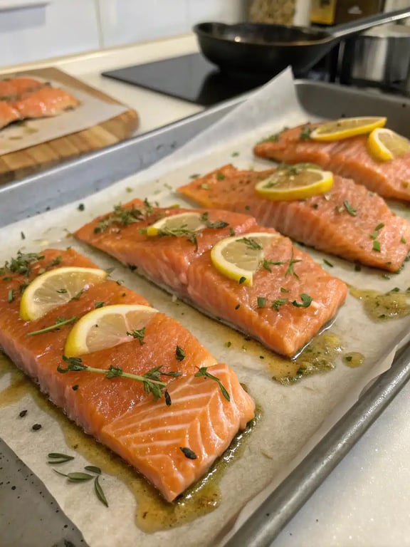 Final step for honey garlic salmon — plated and ready