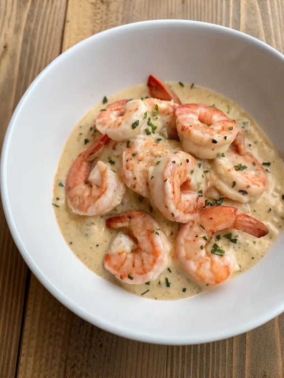 Marry Me Shrimp plated elegantly over pasta with a side salad