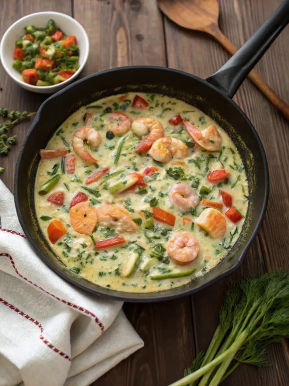 Step 2 for Seafood Pot Pie — process in progress