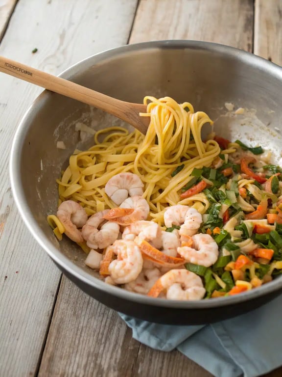 Step 4 for shrimp casserole recipe — texture check