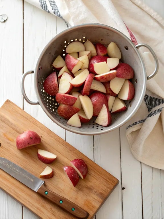 Step 2 for balsamic potato salad — process in progress