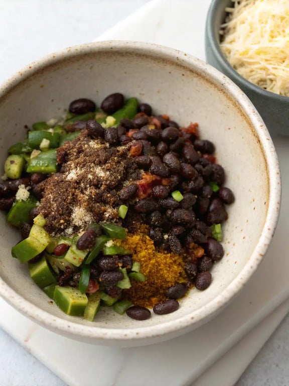 Step 2 for bean cheese enchiladas — process in progress