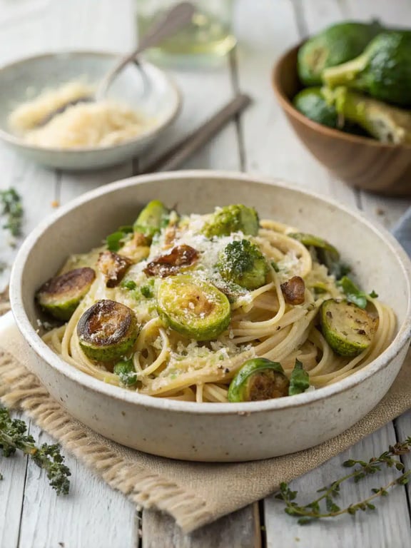 Brussels Sprouts Pasta With An Irresistible Garlic Flavor