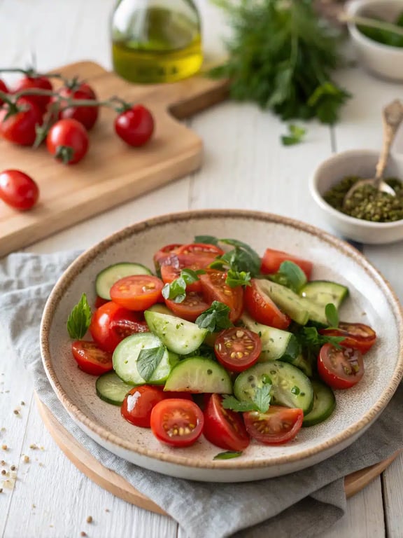 Cucumber Tomato Salad with a Quick Zesty Flavor
