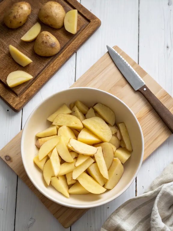 Step 2 for Greek feta potatoes — process in progress