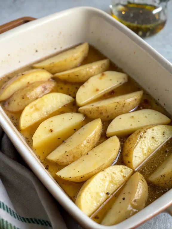 Final step for Greek feta potatoes — plated and ready