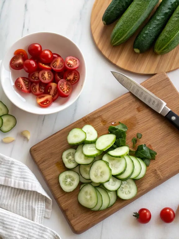 Step 2 for marinated vegetable salad — process in progress