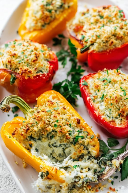 Herby Ricotta Stuffed Peppers (Serves 4)