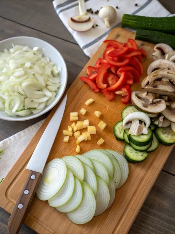 Step 2 for sautéed vegetables recipe — process in progress