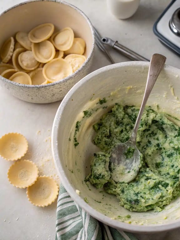 spinach ricotta shells — step 4 Step 4 for spinach ricotta shells — texture check