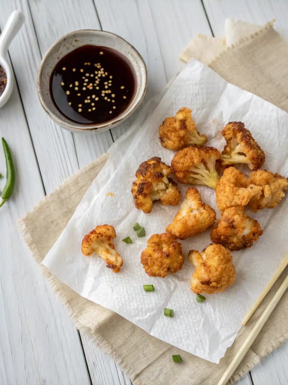 Step 4 for sticky sesame cauliflower — texture check