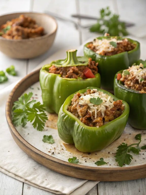 Stuffed Bell Peppers: Cozy High Protein Flavor