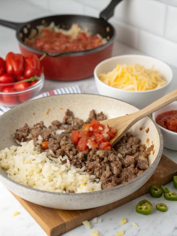 Step 4 for stuffed bell peppers — texture check