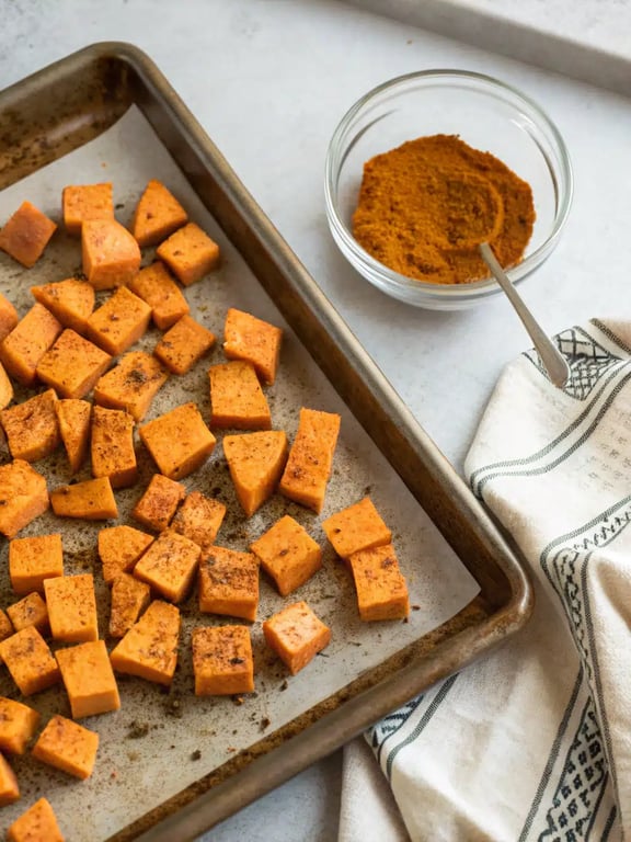 Step 2 for sweet potato enchilada casserole — process in progress