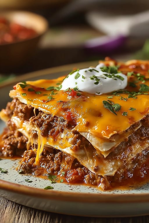 Baked Burrito Casserole (Beef and Cheese, Serves 8)