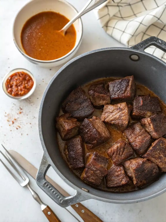 Step 2 for birria tacos recipe — process in progress