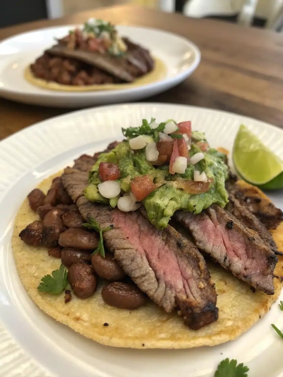 carne asada tostadas plated beautifully for a family meal