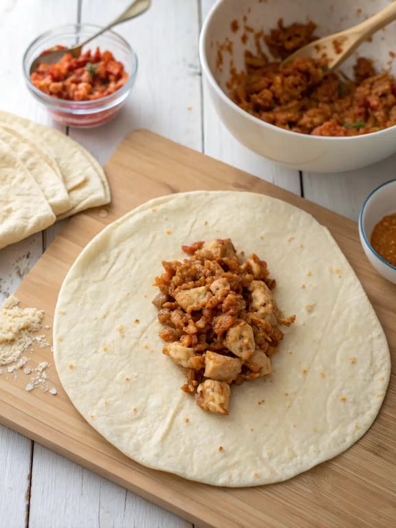 Step 4 for chicken chimichangas recipe — texture check