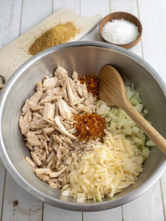 Step 2 for chicken enchiladas recipe — process in progress