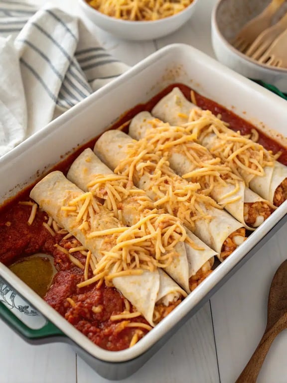 Final step for chicken enchiladas recipe — plated and ready