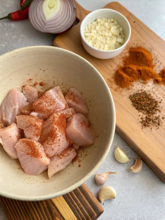 Step 2 for chicken street tacos — process in progress